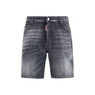 Black Cotton Bermuda Shorts