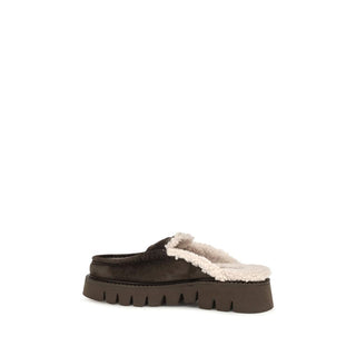 Brown Calf Leather Bos Taurus Mules