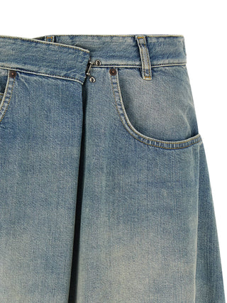 Blue Cotton Midi Skirt
