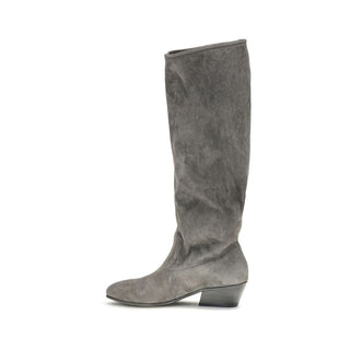 Gray Suede Leather Ankle Boots