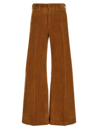 Brown Cotton Flared Pants