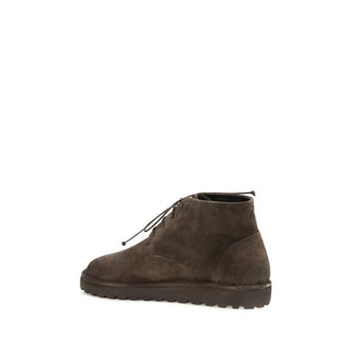 Brown Suede Leather Lace-Up Boots