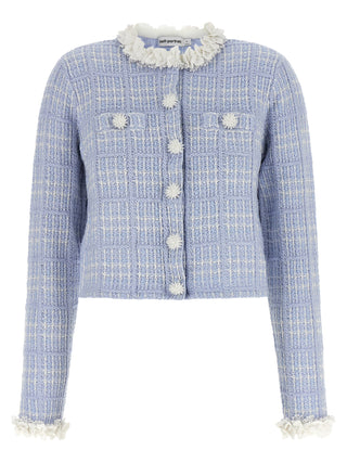 Blue Cotton Full-Length Jacket