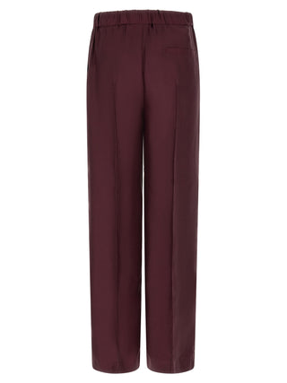 Bordeaux Silk Casual Pants