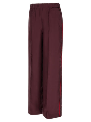 Bordeaux Silk Casual Pants