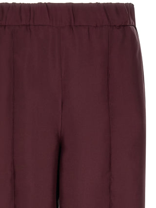 Bordeaux Silk Casual Pants