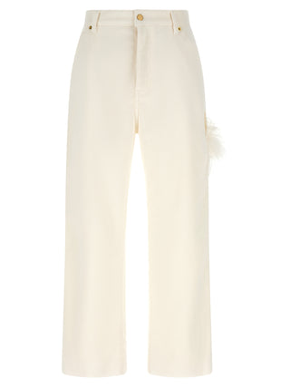White Cotton Casual Pants