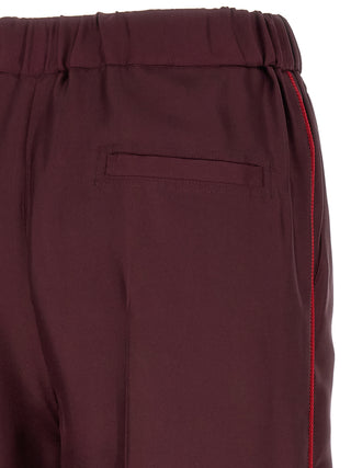 Bordeaux Silk Casual Pants