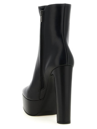 Black Lamb Leather Ankle Boots