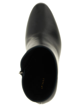 Black Lamb Leather Ankle Boots