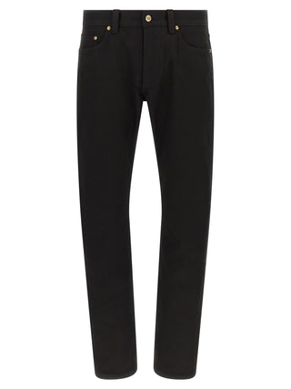 Black Cotton Straight-Leg Jeans
