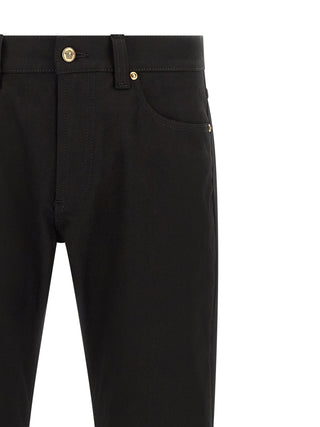 Black Cotton Straight-Leg Jeans