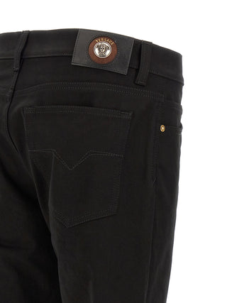 Black Cotton Straight-Leg Jeans
