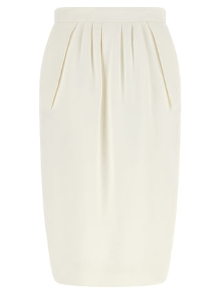 White Polyester Midi Skirt