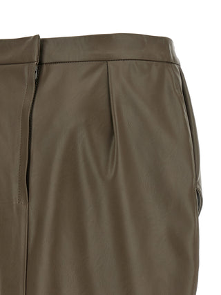 Brown Polyester Midi Skirt