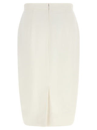 White Polyester Midi Skirt