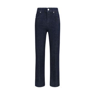Blue Polyester Cropped Jeans