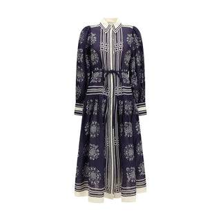 Blue Ramie Casual Dress