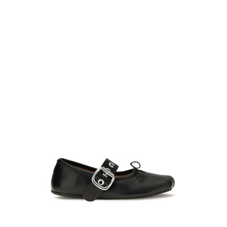 Black Calf Leather Bos Taurus Ballet Flats