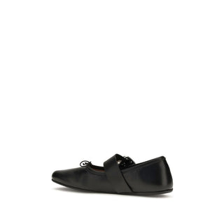 Black Calf Leather Bos Taurus Ballet Flats