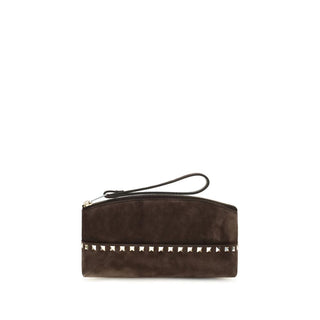 Brown Suede Leather Clutch Bag