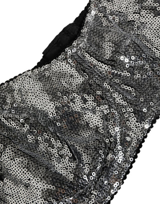 Silver Sequined Nyon Balconnet Bra Underwear
