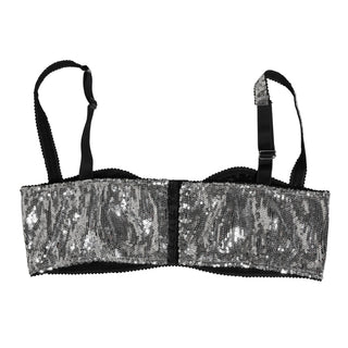 Silver Sequined Nyon Balconnet Bra Underwear
