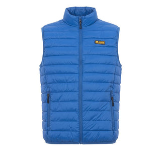 Blaue ärmellose Herrenjacke aus Polyester
