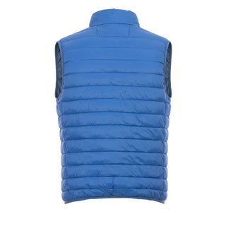 Blue Polyester Men Sleeveless Jacket