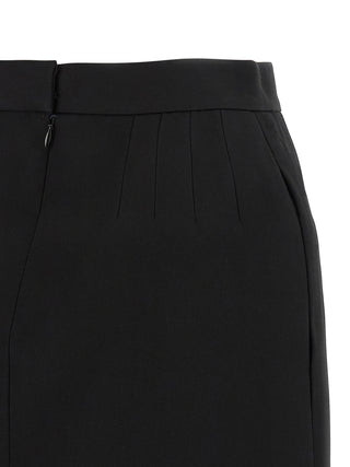 Black Virgin Wool Long Skirt