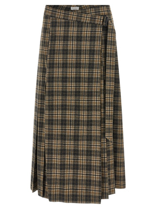 Brown Virgin Wool Mini Skirt