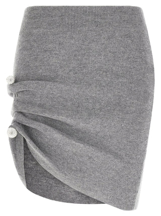 Gray Virgin Wool Long Skirt