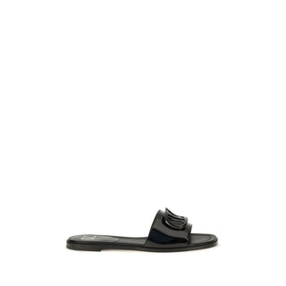 Black Calf Leather Bos Taurus Flat Sandals