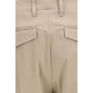 Beige Cotton Casual Pants