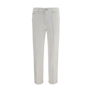 White Cotton Slim Fit Jeans