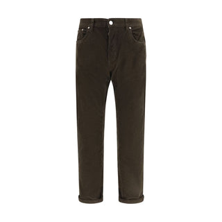 Brown Cotton Casual Pants