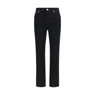 Black Cotton Straight-Leg Jeans