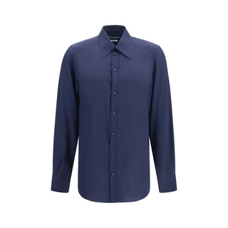 Blue Silk Dress Shirt