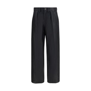 Black Polyester Casual Pants