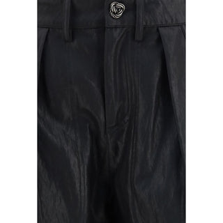 Black Polyester Casual Pants