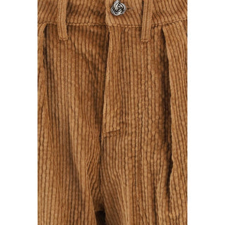 Brown Cotton Casual Pants