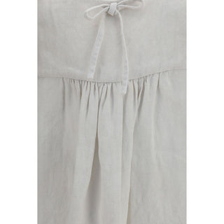 White Linen Casual Dress