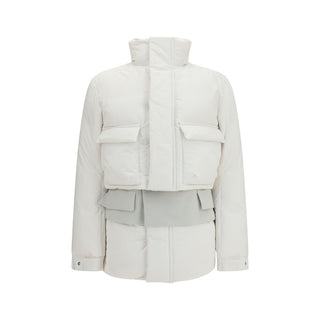 White Polyester Full-Length Jacket