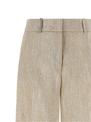 Beige Viscose Casual Pants