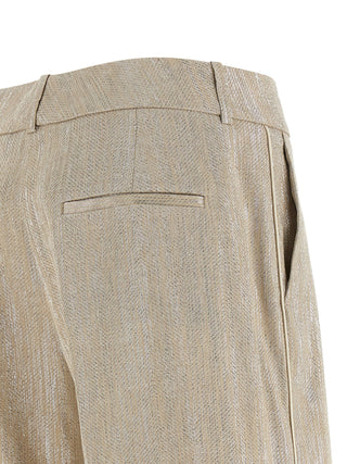 Beige Viscose Casual Pants