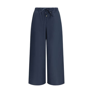 Blue Cotton Casual Pants