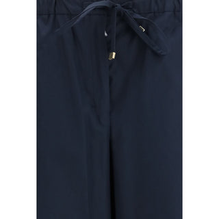 Blue Cotton Casual Pants