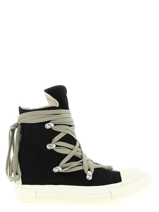 Black Cotton High Top Sneakers