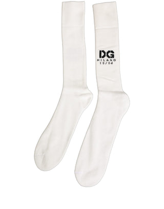 Men White Cotton Over The Calf Accessory Socks