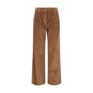 Brown Cotton Casual Pants